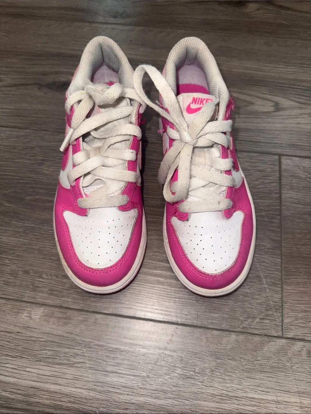 Nike Kids Pink and White Low-Top Sneakers